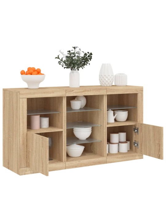 Příborník s led osvětlením dub sonoma 123 x 37 x 67 cm