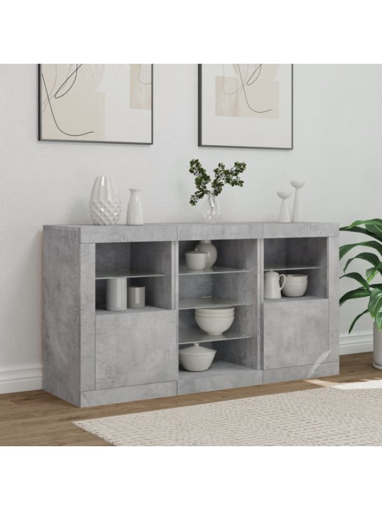 Příborník s LED osvětlením betonově šedý 123 x 37 x 67 cm