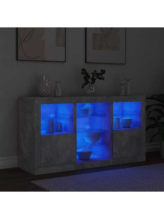 Příborník s LED osvětlením betonově šedý 123 x 37 x 67 cm