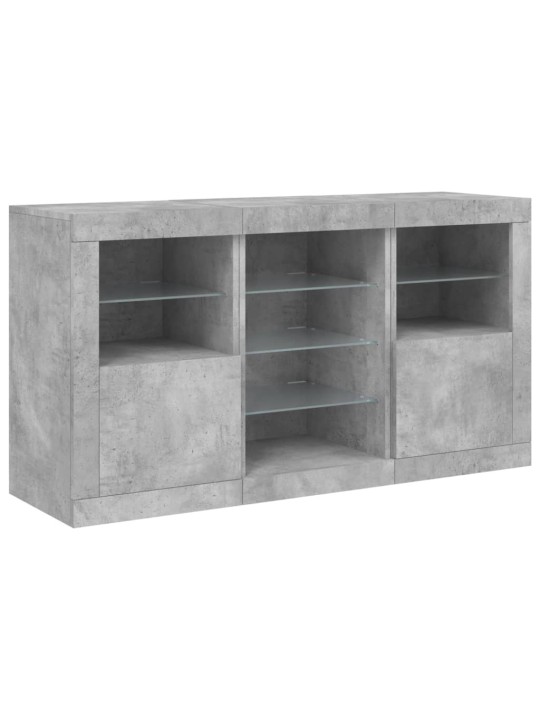 Příborník s LED osvětlením betonově šedý 123 x 37 x 67 cm