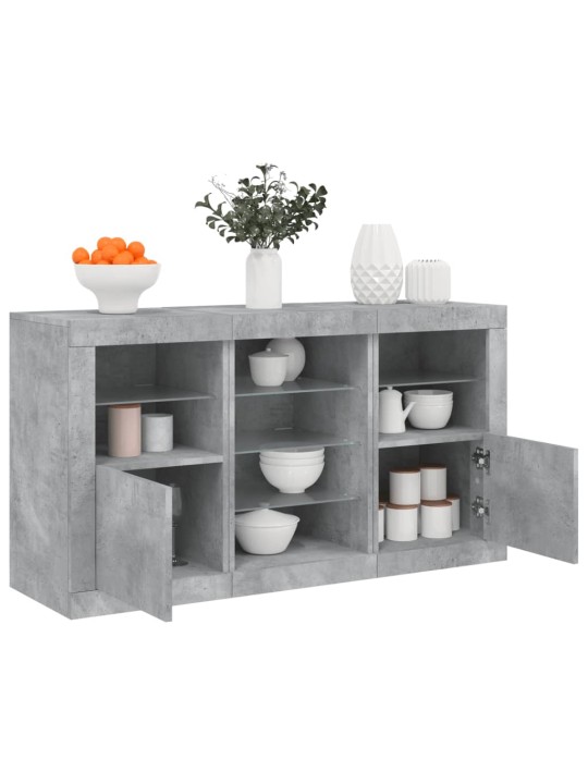 Příborník s LED osvětlením betonově šedý 123 x 37 x 67 cm
