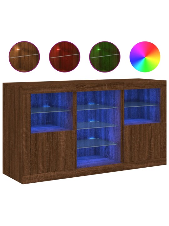 Příborník s LED osvětlením hnědý dub 123 x 37 x 67 cm