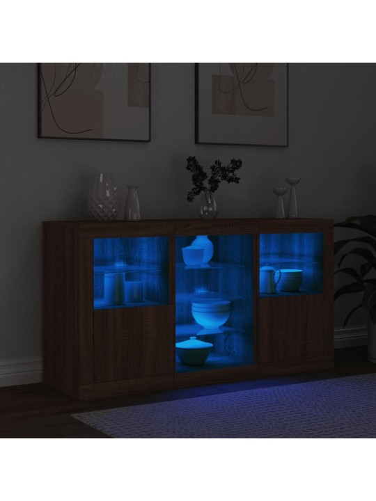 Příborník s LED osvětlením hnědý dub 123 x 37 x 67 cm