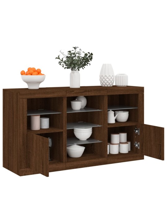 Příborník s LED osvětlením hnědý dub 123 x 37 x 67 cm