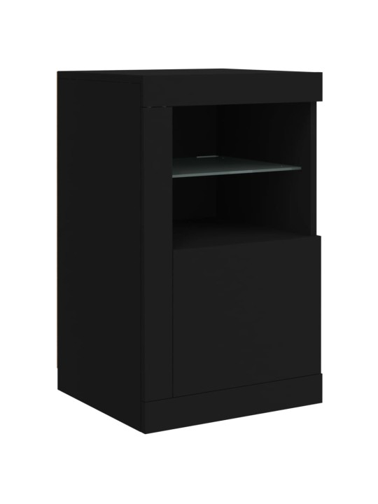 Příborník s LED osvětlením černý 142,5 x 37 x 67 cm