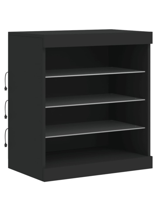 Příborník s LED osvětlením černý 142,5 x 37 x 67 cm