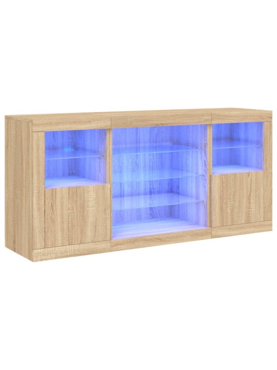 Příborník s led osvětlením dub sonoma 142,5 x 37 x 67 cm