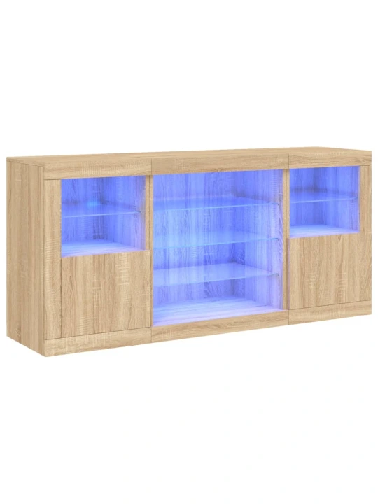 Příborník s led osvětlením dub sonoma 142,5 x 37 x 67 cm