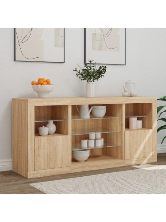 Příborník s led osvětlením dub sonoma 142,5 x 37 x 67 cm