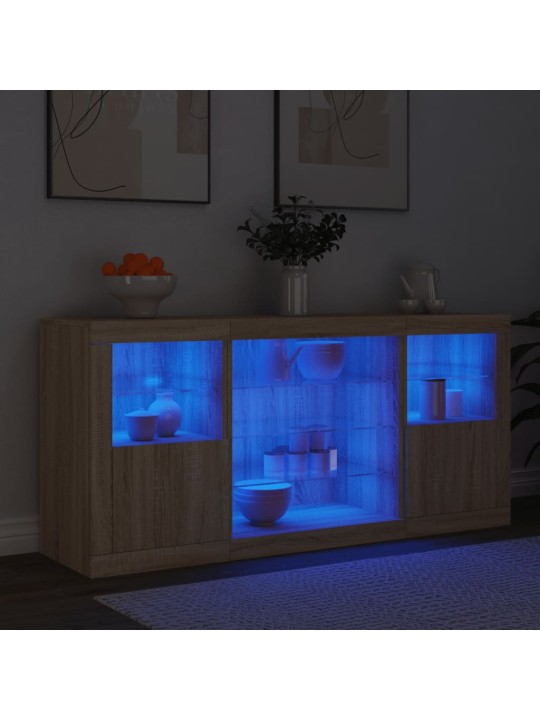 Příborník s led osvětlením dub sonoma 142,5 x 37 x 67 cm
