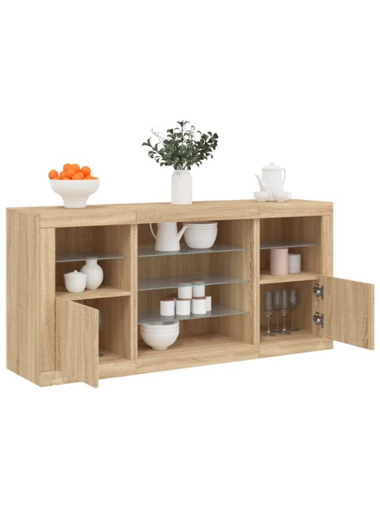 Příborník s led osvětlením dub sonoma 142,5 x 37 x 67 cm