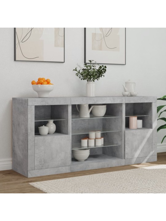 Příborník s LED osvětlením betonově šedý 142,5 x 37 x 67 cm