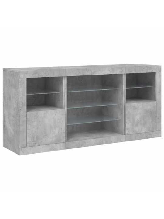 Příborník s LED osvětlením betonově šedý 142,5 x 37 x 67 cm