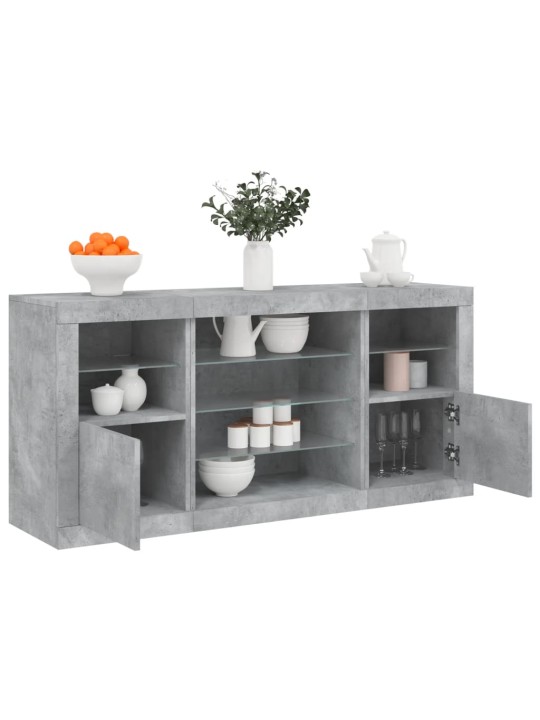 Příborník s LED osvětlením betonově šedý 142,5 x 37 x 67 cm