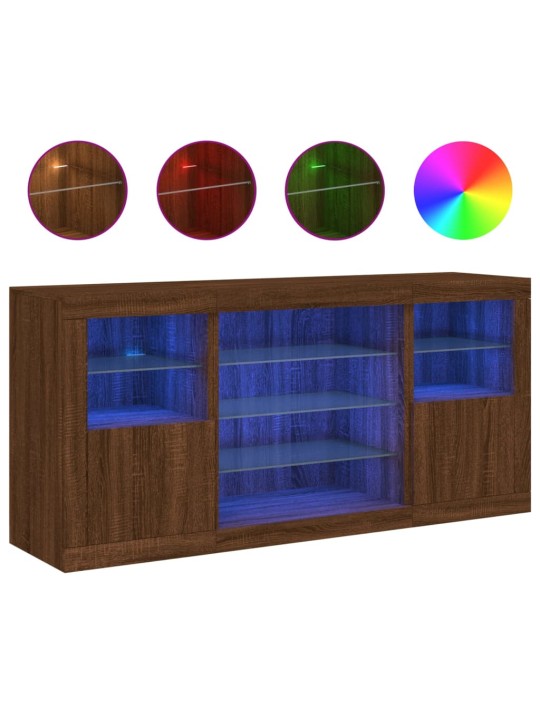 Příborník s LED osvětlením hnědý dub 142,5 x 37 x 67 cm