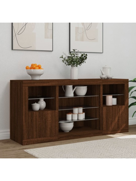 Příborník s LED osvětlením hnědý dub 142,5 x 37 x 67 cm