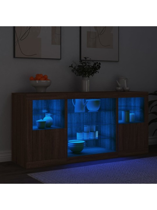 Příborník s LED osvětlením hnědý dub 142,5 x 37 x 67 cm
