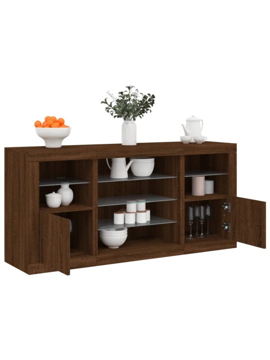 Příborník s LED osvětlením hnědý dub 142,5 x 37 x 67 cm