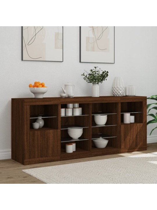 Příborník s LED osvětlením hnědý dub 163 x 37 x 67 cm
