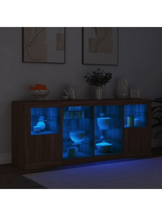 Příborník s LED osvětlením hnědý dub 163 x 37 x 67 cm