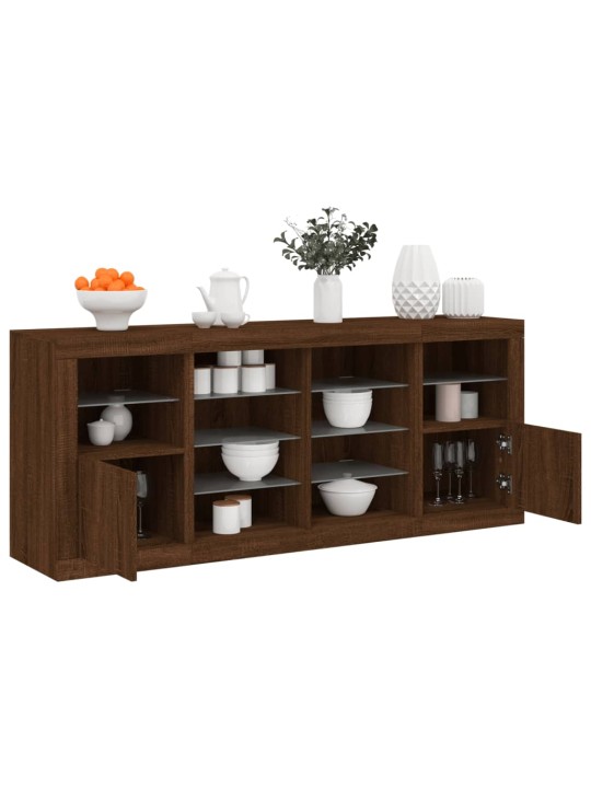 Příborník s LED osvětlením hnědý dub 163 x 37 x 67 cm