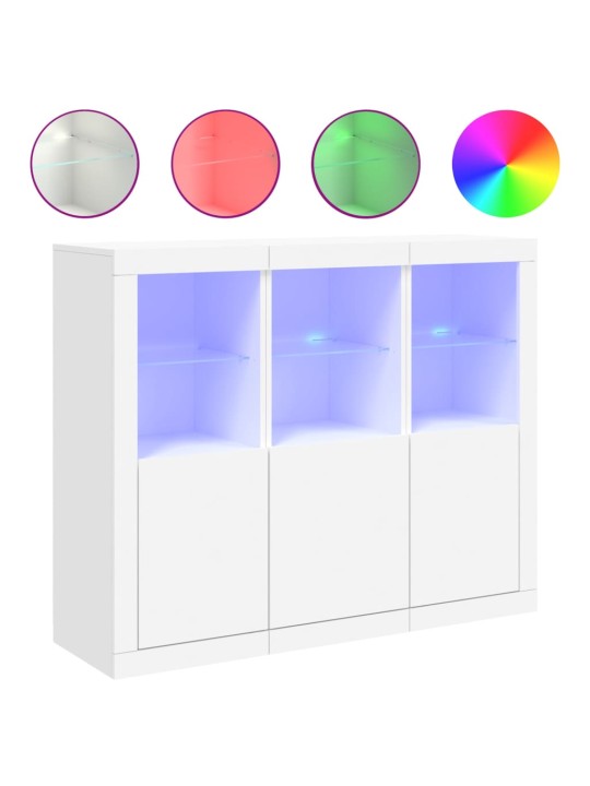 Příborníky s LED osvětlením 3 ks bílé kompozitní dřevo