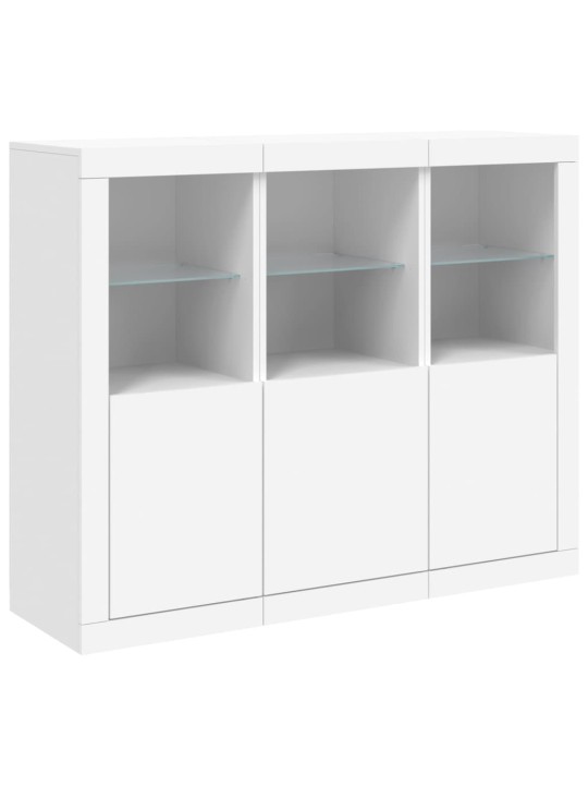 Příborníky s LED osvětlením 3 ks bílé kompozitní dřevo