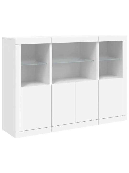 Příborníky s LED osvětlením 3 ks bílé kompozitní dřevo