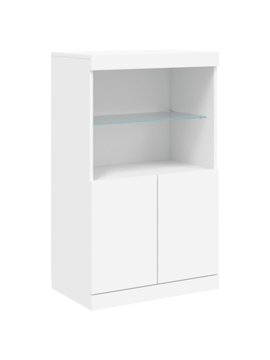 Příborníky s LED osvětlením 3 ks bílé kompozitní dřevo