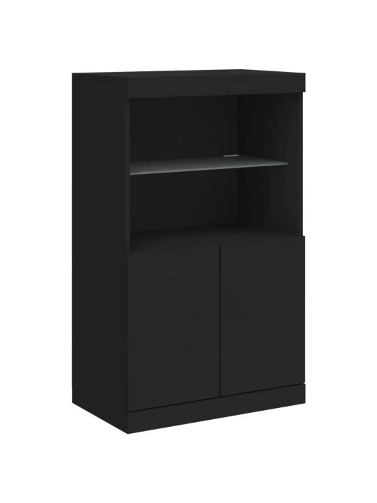 Příborníky s LED osvětlením 3 ks černé kompozitní dřevo
