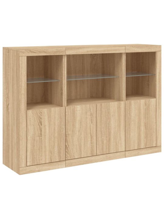 Příborníky s LED osvětlením 3 ks dub sonoma kompozitní dřevo