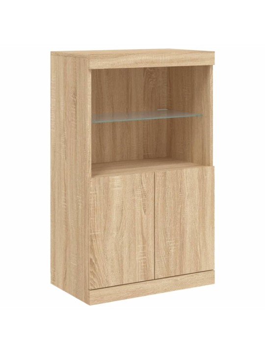 Příborníky s LED osvětlením 3 ks dub sonoma kompozitní dřevo