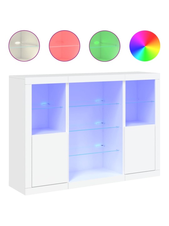 Příborníky s LED osvětlením 3 ks bílé kompozitní dřevo