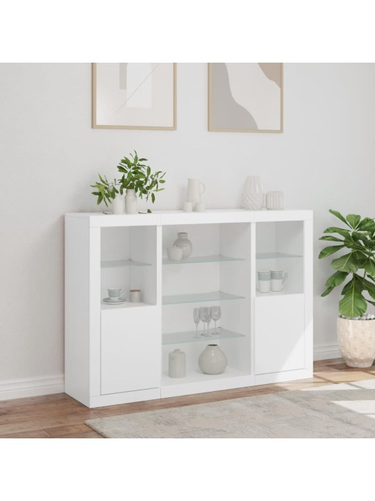 Příborníky s LED osvětlením 3 ks bílé kompozitní dřevo