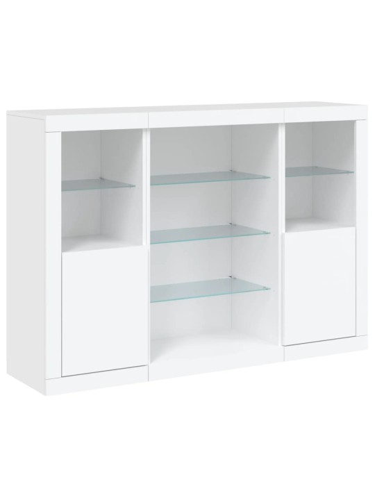 Příborníky s LED osvětlením 3 ks bílé kompozitní dřevo