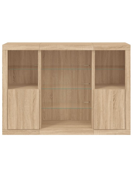 Příborníky s LED osvětlením 3 ks dub sonoma kompozitní dřevo