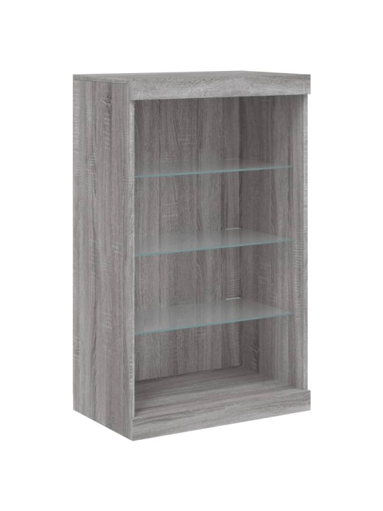 Příborníky s LED osvětlením 3 ks šedé sonoma kompozitní dřevo