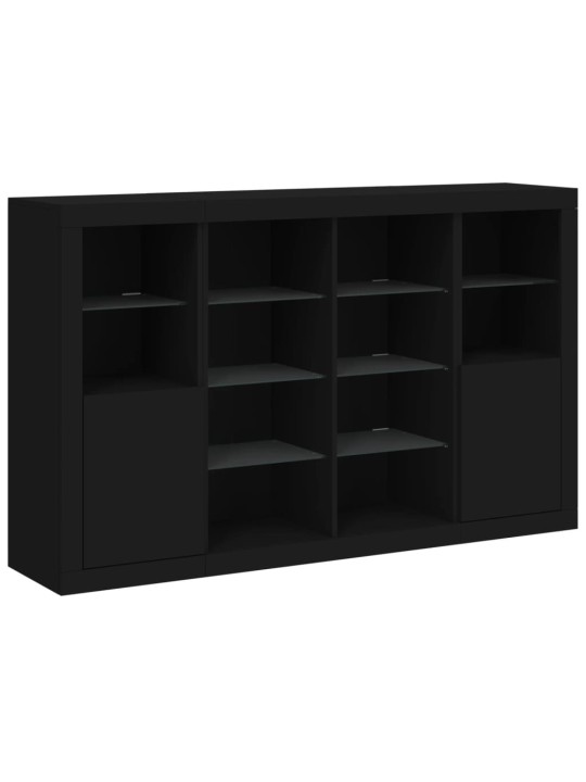Příborníky s LED osvětlením 3 ks černé kompozitní dřevo