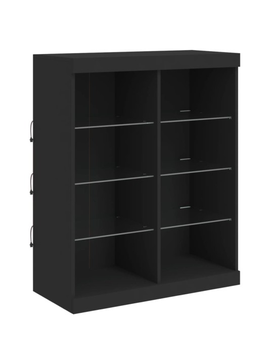 Příborníky s LED osvětlením 3 ks černé kompozitní dřevo