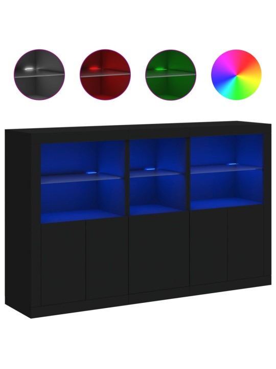 Příborník s LED osvětlením černý 162 x 37 x 100 cm