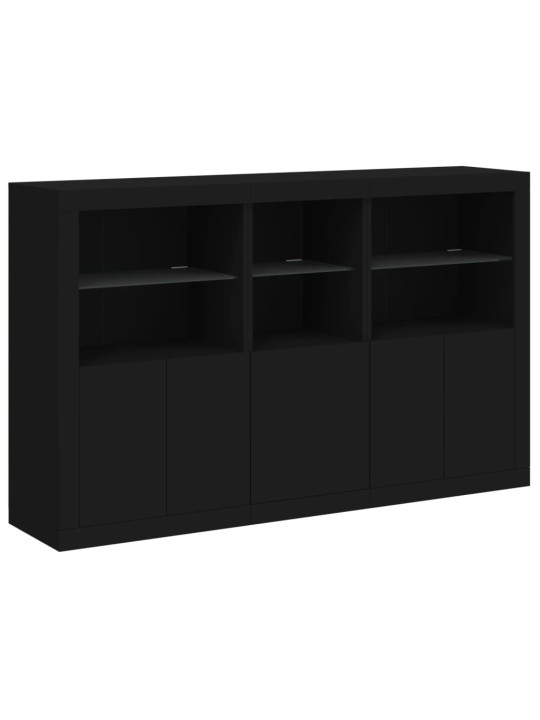 Příborník s LED osvětlením černý 162 x 37 x 100 cm