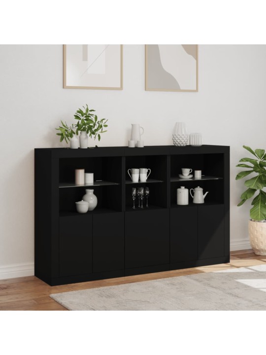 Příborník s LED osvětlením černý 162 x 37 x 100 cm