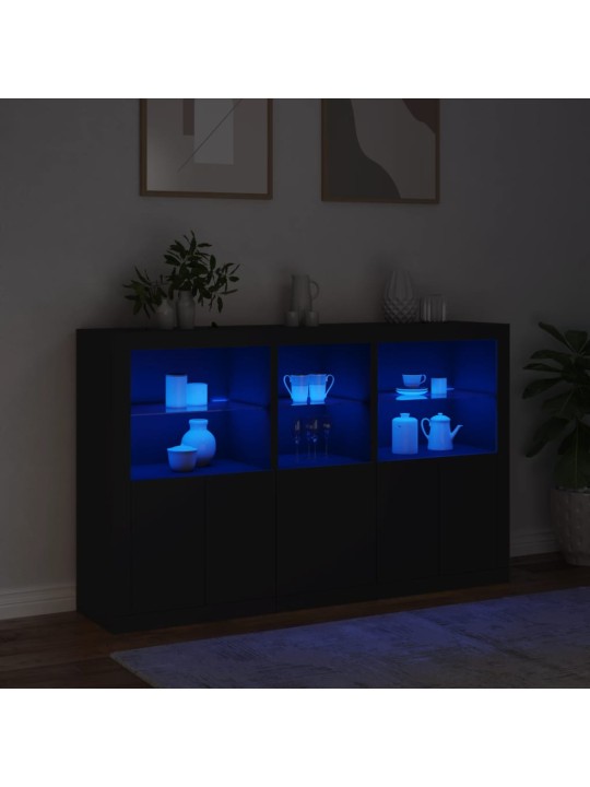 Příborník s LED osvětlením černý 162 x 37 x 100 cm