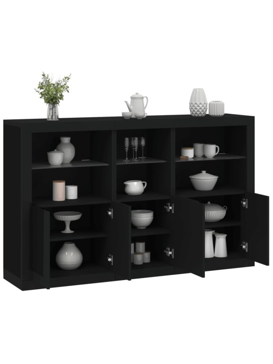 Příborník s LED osvětlením černý 162 x 37 x 100 cm