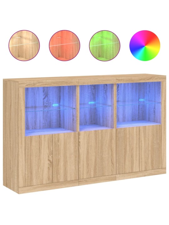 Příborník s LED osvětlením dub sonoma 162 x 37 x 100 cm