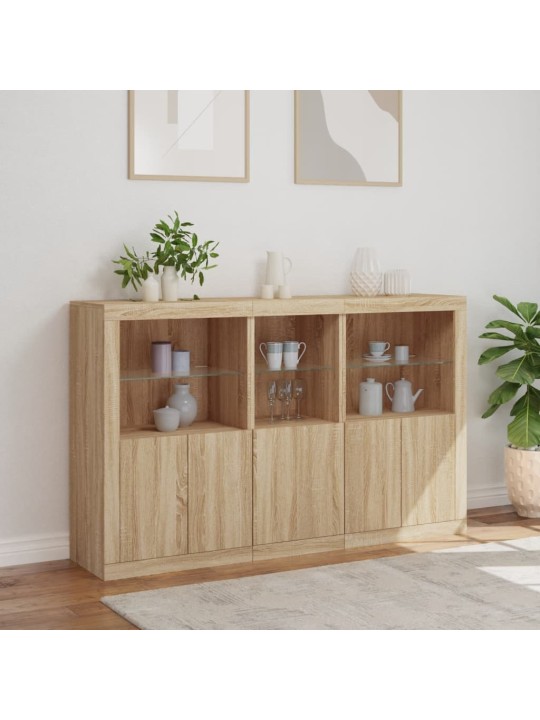 Příborník s LED osvětlením dub sonoma 162 x 37 x 100 cm