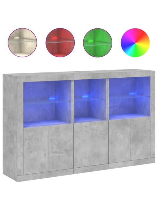 Příborník s led osvětlením betonově šedý 162 x 37 x 100 cm