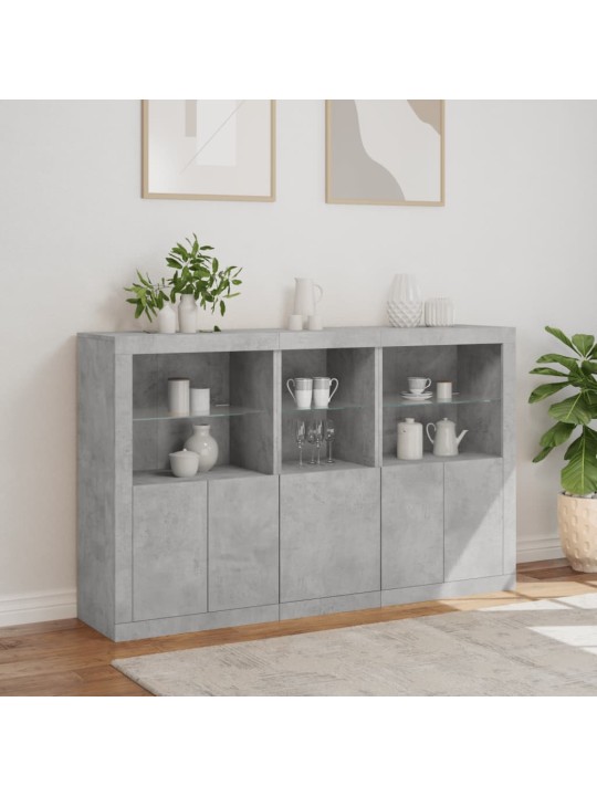 Příborník s led osvětlením betonově šedý 162 x 37 x 100 cm