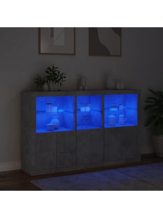 Příborník s led osvětlením betonově šedý 162 x 37 x 100 cm