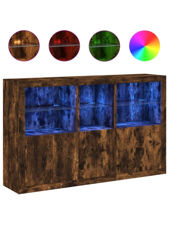 Příborník s LED osvětlením kouřový dub 162 x 37 x 100 cm